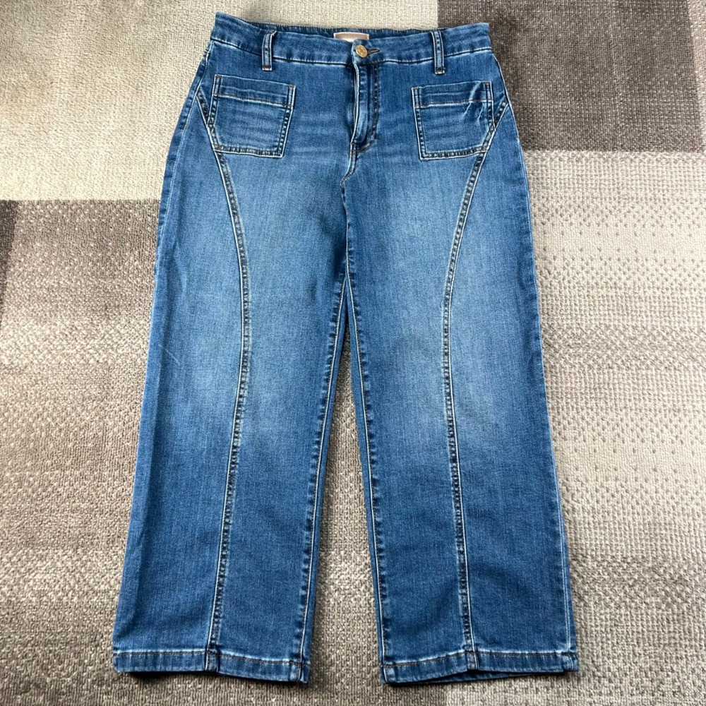 Kut from the Kloth Charlotte Wide Leg High Rise Jeans 8P Blue Whiskered